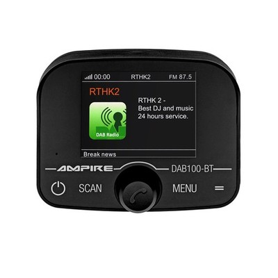 AMPIRE DAB100-BT DAB+ Freisprecheinrichtung inklusive DAB+ Antenne Radioempfang