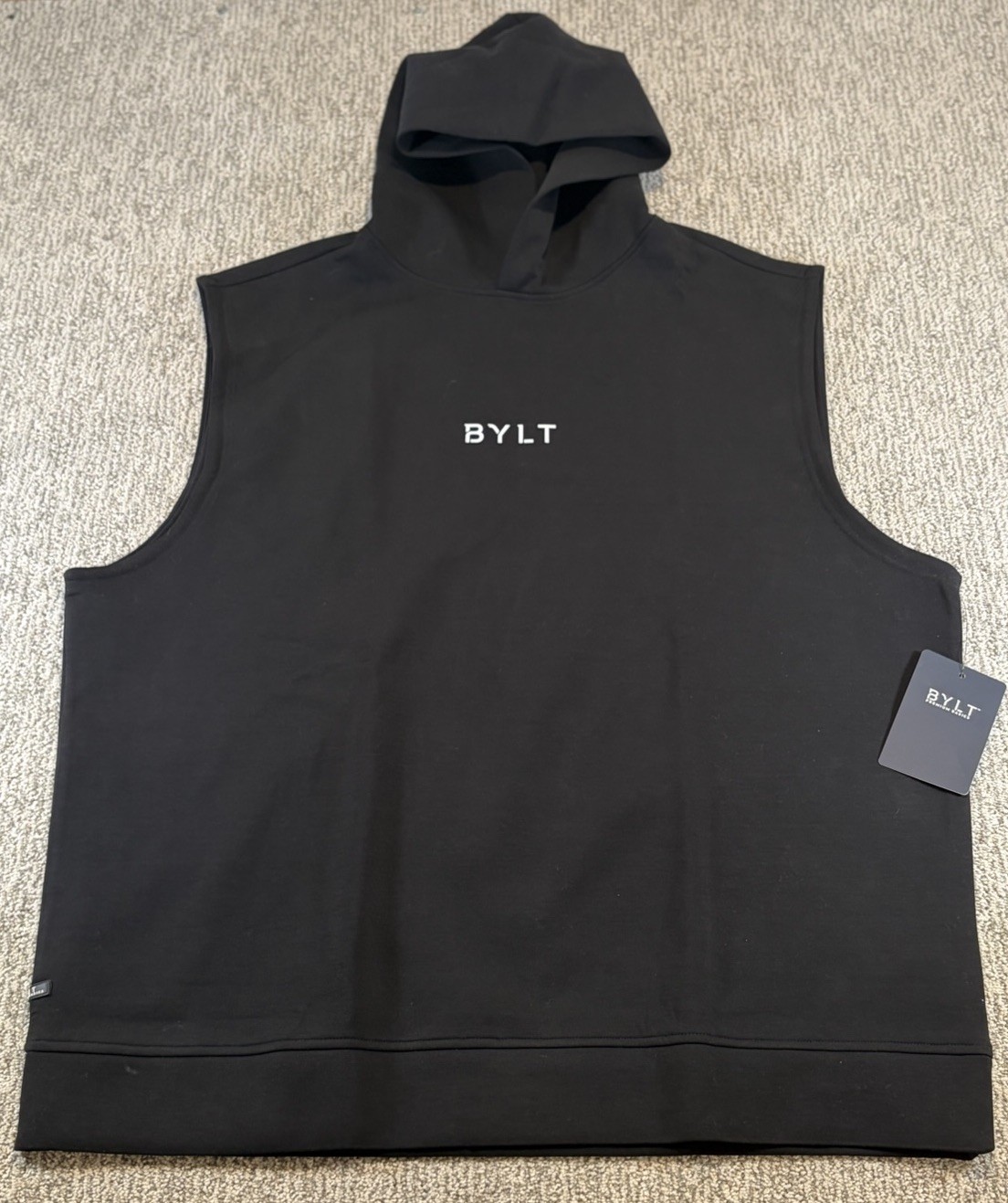 BYLT Premium Basics Hooded Tank Mens 2XL Black Sleeveless Stretch Athletic NWT