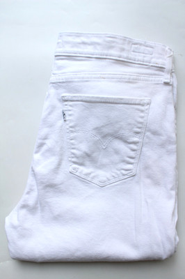 Levi's 724 High Rise Straight Damen Jeans Big E W33 L28 Weiß Stretch LEVJ132