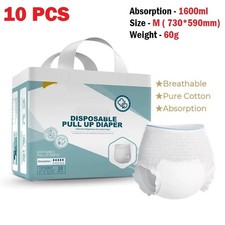 Medium Adult Diaper Pull up Sample 10 X  Nappies Absorption 1600ml Size M