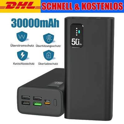 Power Bank 30000mAh 22,5W PD Fast Charger Portable Battery Handy iPad Geschenk