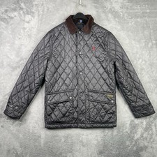 Polo Ralph Lauren Jacket Girls 14-16 Youth Black Quilted Snap Coat Cord Collar