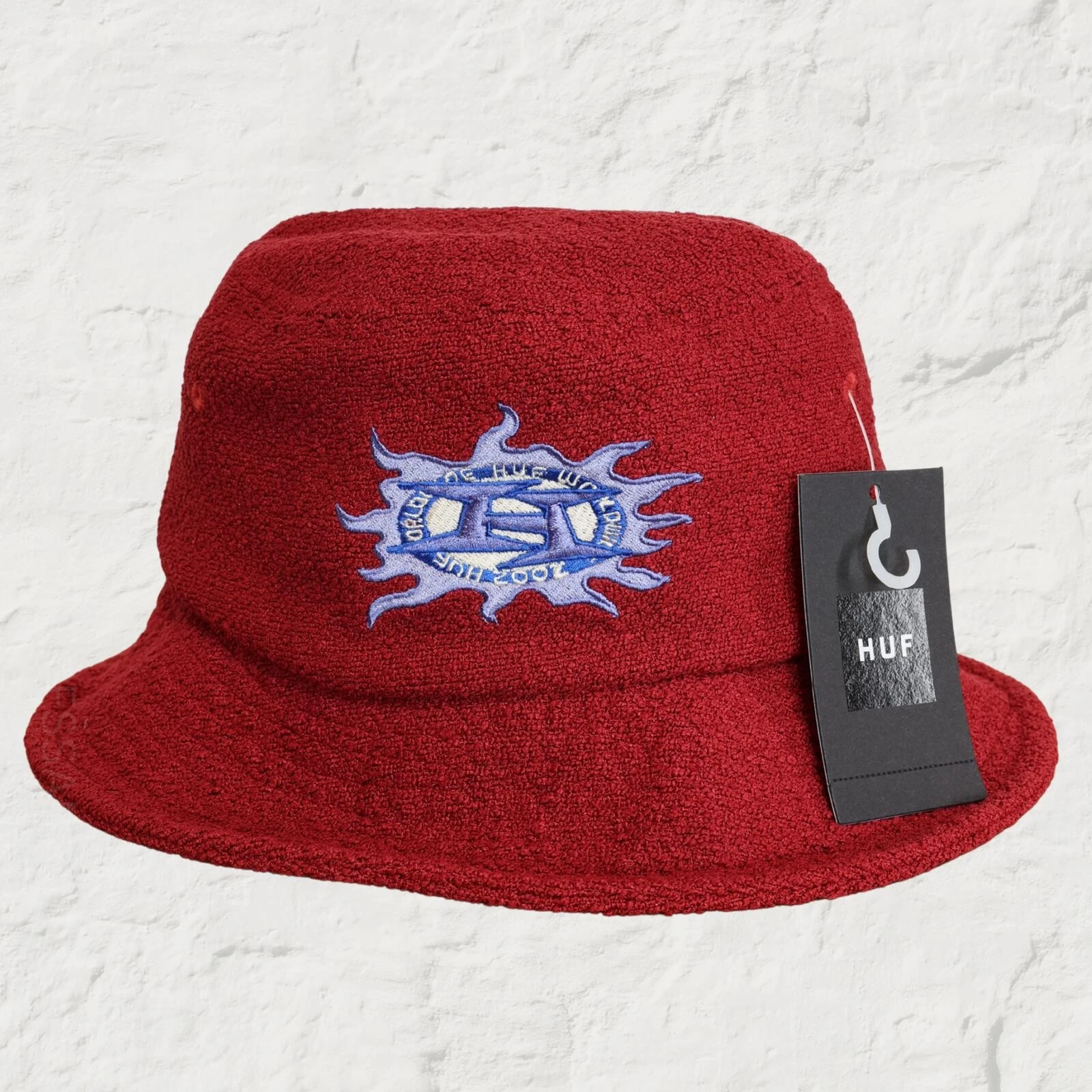 HUF Fire Bucket Hat Purple Boucle Y2K Festival Bucket Hat S/M