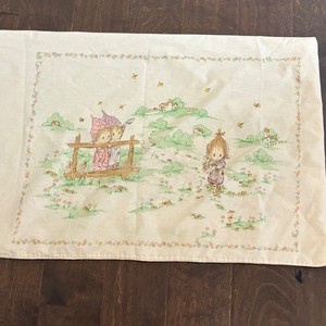 Vintage 70s 80s Precious Moments Pillowcase Nursery Standard Double Sided READ