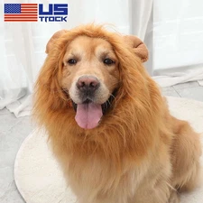 Pet Costume Lion Mane Wig w/ Ears for Large Dog Christmas Cloth Funny Dress up