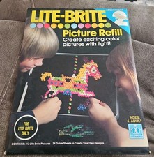 Sealed New 1978 Lite Brite Picture Refill Assortment 2 36 Total Pages Hasbro