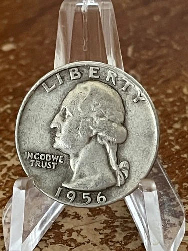 1956-D Washington SILVER Quarter Denver Mint USA Collector Coin 90% Ag # RJ190