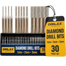 Diamond Drill Bits for Stone, Glass, Dremel 1-2-3mm 30-Pc 1/8 Shank
