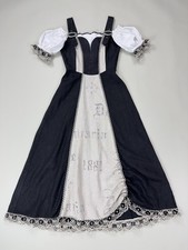 Fuchs Trachtenmoden Octoberfest Folk Linen Dirndl Dress Black Beige Lace 34/XS