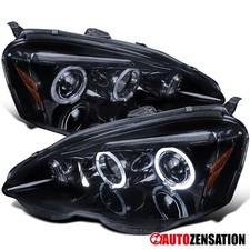 Fit 2002 2003 2004 Acura Rsx Dc5 Black Smoke Led Halo Projector Headlights Lamps