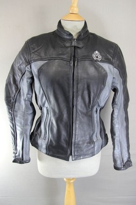 FIGO SCHWARZ & SILBER LEDER BIKER JACKE MIT RÜSTUNG & THERMOFUTTER: GR. 10