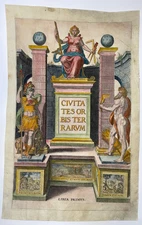 BRAUN & HOGENBERG c. 1572 LARGE ANTIQUE TITLE PAGE FRONTISPIECE