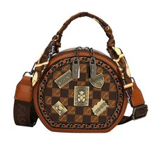 Vintage Women's Bag, Round Crossbody Bag, One Shoulder Crossbody Circle Tote,...