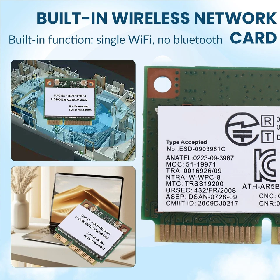 Atheros AR5B95 AR9285   Card 2.4G 150Mbps PCI-E Half-Height Built-in  Card9194 - Image 3 of 4