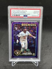 2024 TOPPS UPDATE JACKSON CHOURIO PURPLE HOLO FOIL BOARD /799 #US240 RC PSA 10