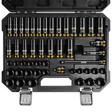 3/8" Drive Impact Socket Set, 48-Piece Metric  SAE Size 8-22mm  5/16"-3/4" 