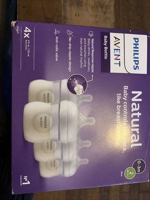 Philips Avent Natural Baby Bottles with Natural Response Nipples - 4oz (4 Pack)