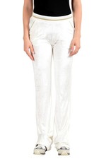 Roberto Cavalli Women's White Velour Elastic Waist Track Pants US M IT 42