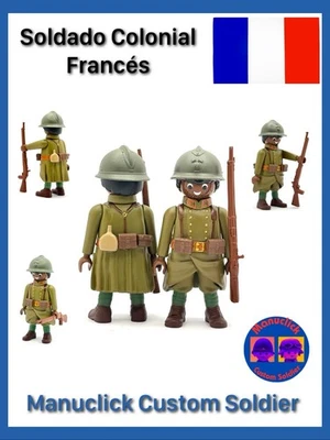PLAYMOBIL personnalisé WW2 SOLDAT ARMÉE FRANÇAISE COLONIALE SECONDE GUERRE MO...
