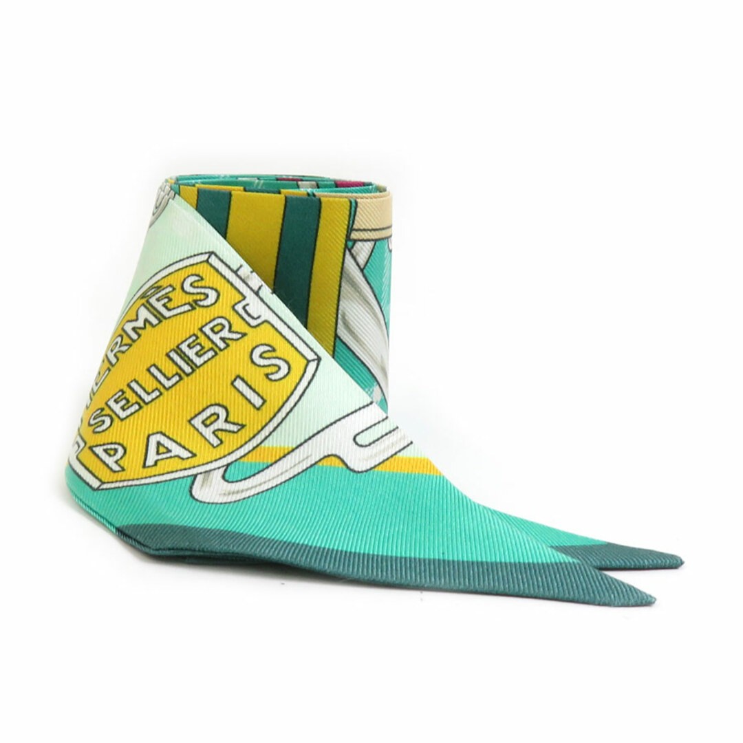 Hermes Silk Scarf Green Multicolor Women Preowned E60542A