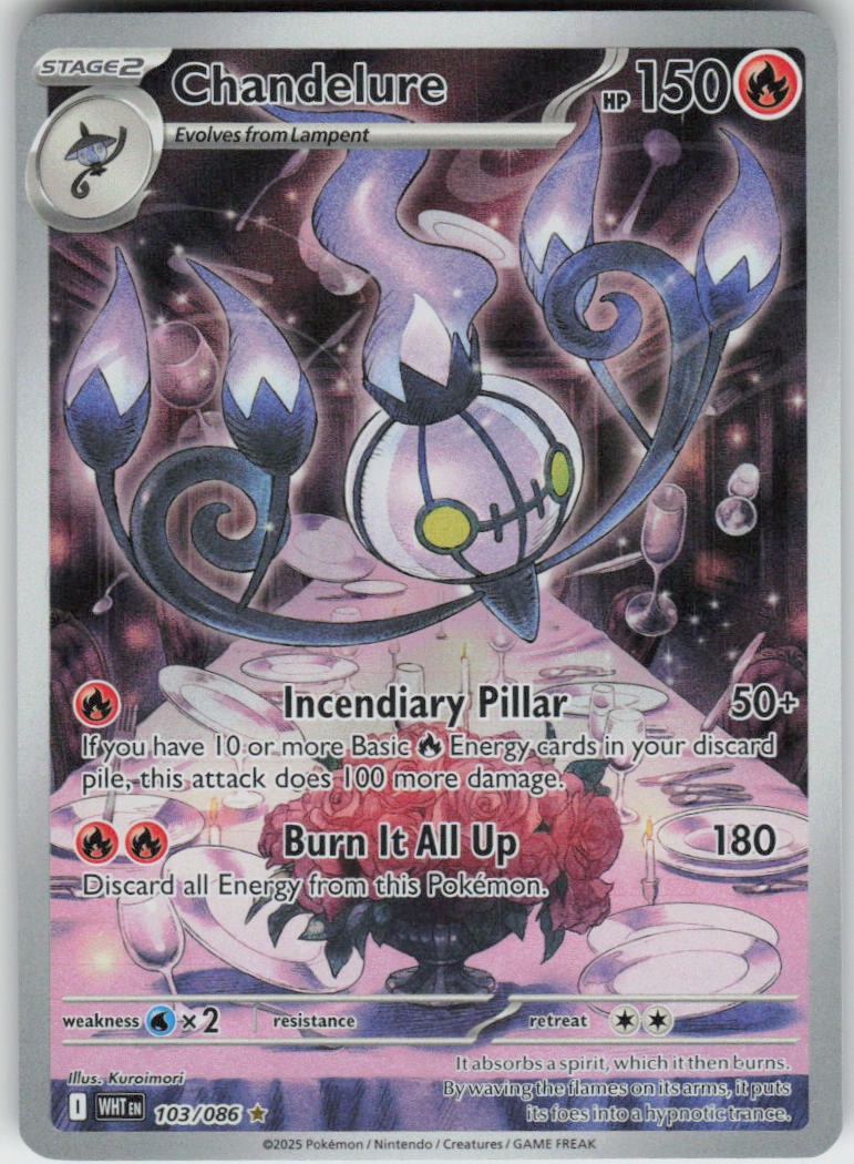 Chandelure 103/086 Illustration Rare White Flare Pokemon Holo Near Mint