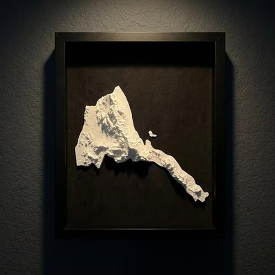 3D Eritrea Map Wall Art: Topography in Black Wood Frame