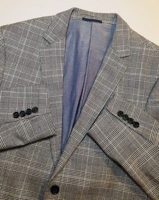 US Polo ASSN Blazer 42R Gray Glen Check Tweed Sports Coat Jacket Elbow Patch