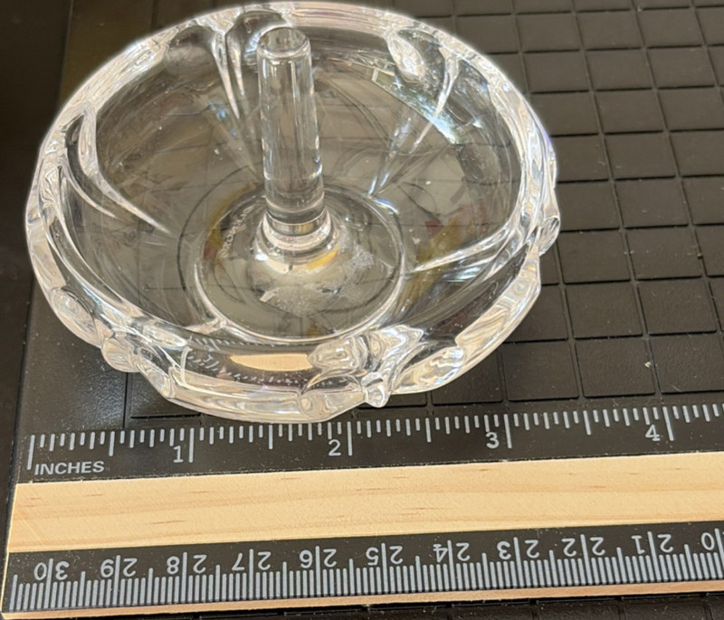Clear Glass Ring Holder Jewelry Organizer Incised Backstamp Glossy Finish