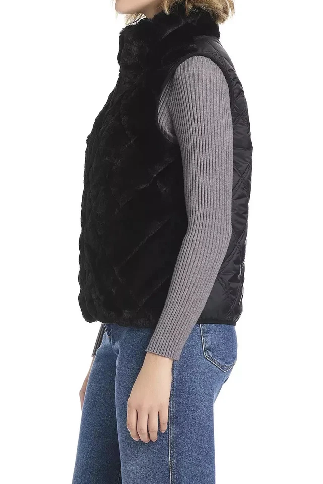 Modern Supply by Sanctuary Women's Black Faux Fur Puffer Vest - Size XL - NWT - Image 3 of 4