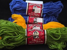 LOT of 4 AUNT LYDIA'S Heavy RUG YARN Vintage 70 Yards Blue, Green and Yellow