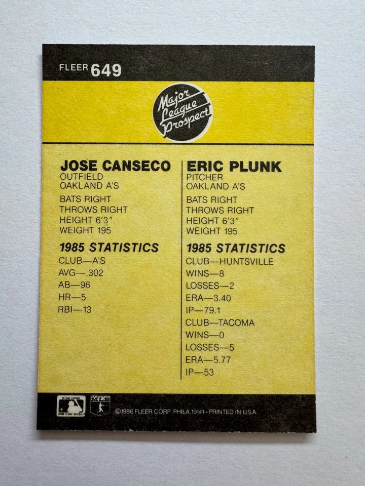 Oakland A's 1986-90 Fleer Base Team Sets (Lote de 5 juegos con bonito Canseco RC, 4 HOFers) Foto 3 de 3