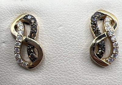 LeVian 14 Kt Schokolade & Vanille Diamant Wirbel Ohrringe