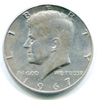 US Kennedy Half dollar 40% silver 1967 .1479oz ASW   lotapr4703