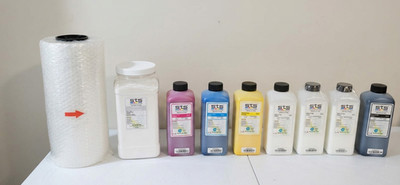 DTF Printing Bundle STS Ink CMYK + 3 White, Powder & Film Roll NEW Sealed
