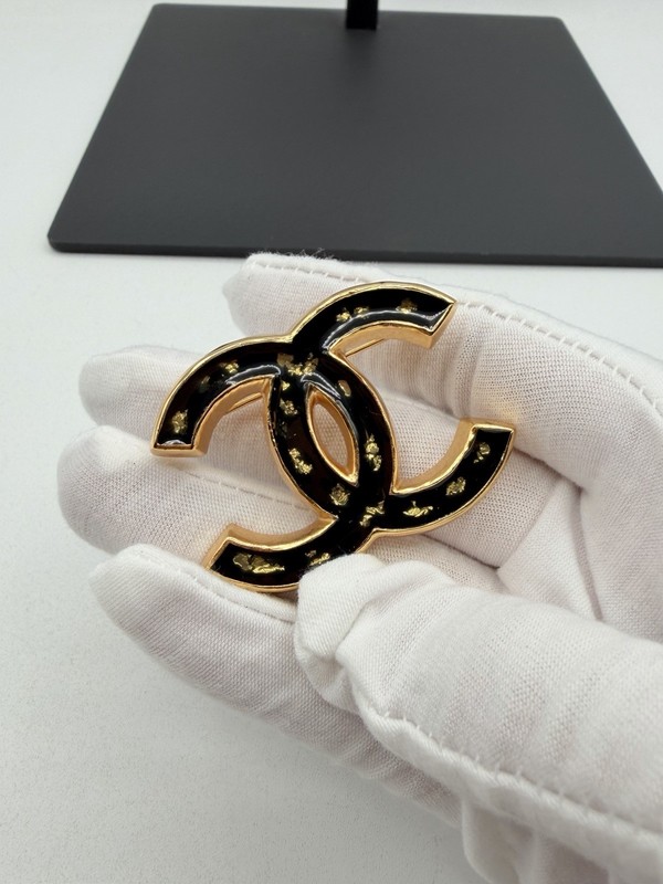 Beautiful Gold Flake CHANEL Resin  Brooch Pin Vintage