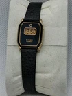 Timex Quartz  T-Cell Digital Screen Gold Tone Wristwatch Leather Band Working