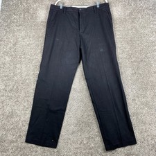 Dockers Straight Fit Chino Pants Men Size W36xL32 Black Slash Pocket Flat Front