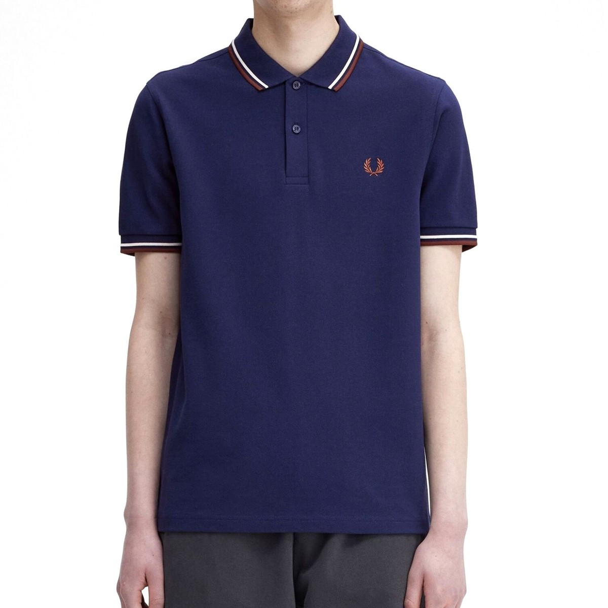 ◇FRED PERRY◇ M3600 Twin Tip Fred Perry ShirtU83 AFPM241360 NWT - Fred Perry M3600 Twin Tipped Polo Shirt - Navy/Red