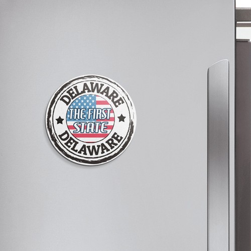 Delaware EE. UU. First State Grunge | Imán decorativo redondo de 4"" X 4"" - Imagen 2 de 2