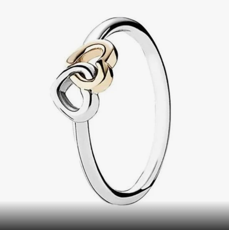 Pandora Double Heart Ring Design PANDORA Heart To Heart Two-tone