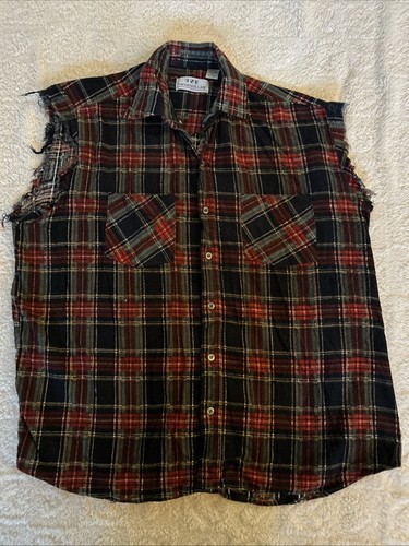 Vintage Retro Townsend & Lake Flanellhemd XL ärmellos distressed Grunge - Bild 9 von 14