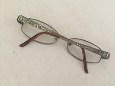 VTG Emporio Armani EA engraved designs metal Eyeglasses silver rectangle Frames