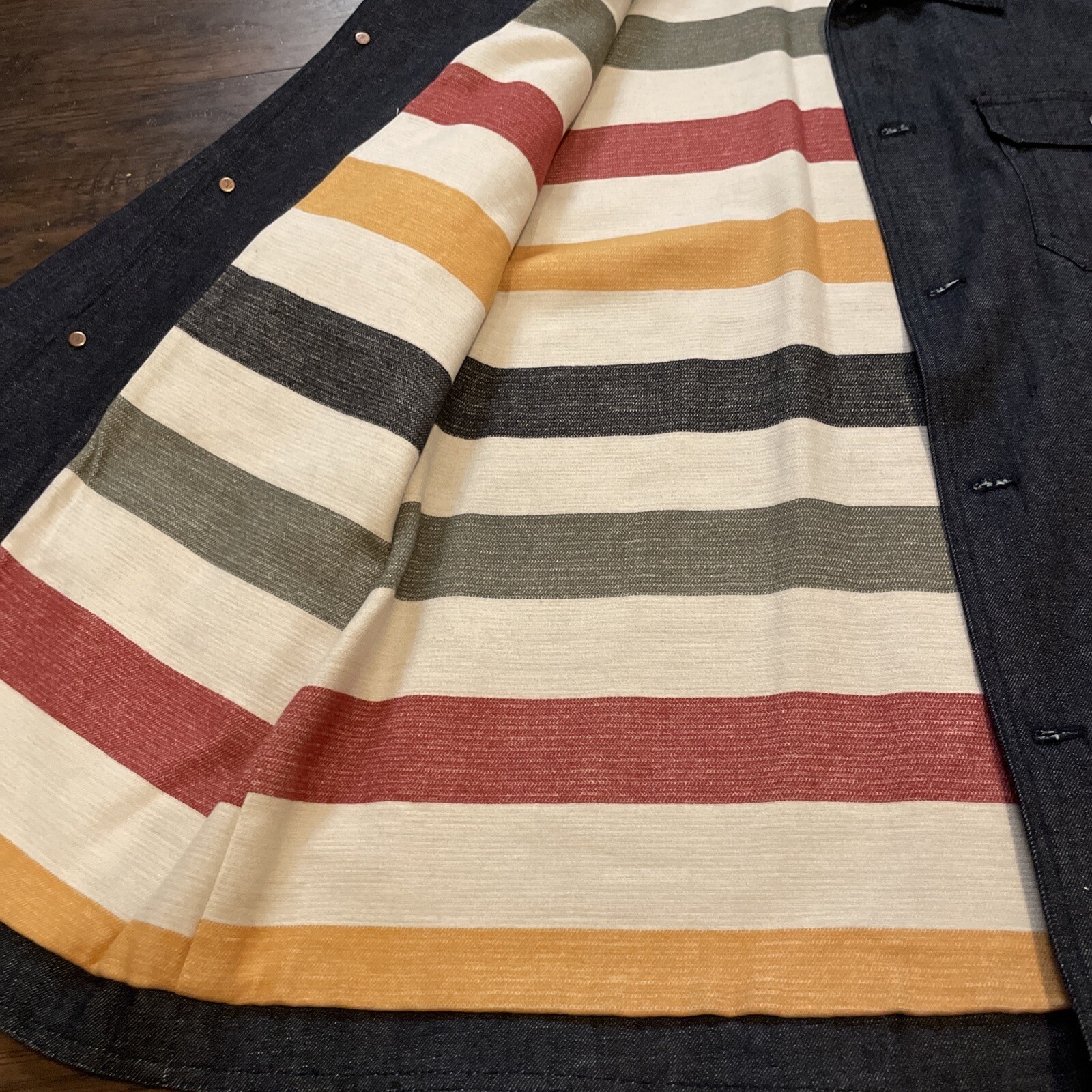 Pendleton Men's Denim Chore Jacket Dark Wash / Stripes Lining Cotton