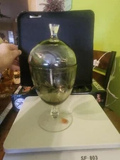 Candy Dish  Covered Smokey Gray Pedestal