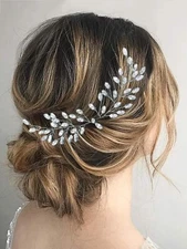 Rhinestones Bride Wedding Hair Vine Silver Crystal Hair Pieces Bridal Headban...