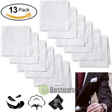 Lot 16"x16" White Cotton Men Handkerchiefs Hanky Pocket Square Hankie Vintage