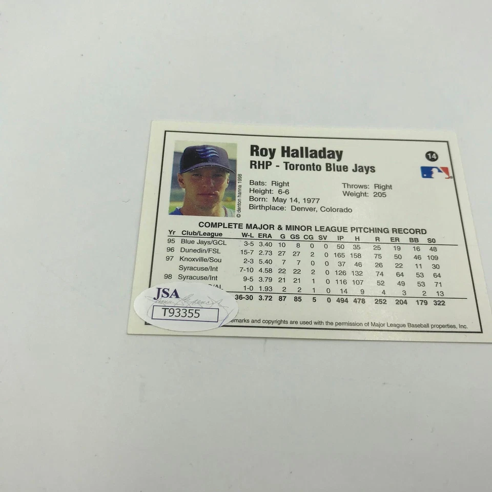 Rare Roy Halladay Pre Rookie Signed Arizona League Grand Canyon Rafters RC JSA - Image 3 of 4