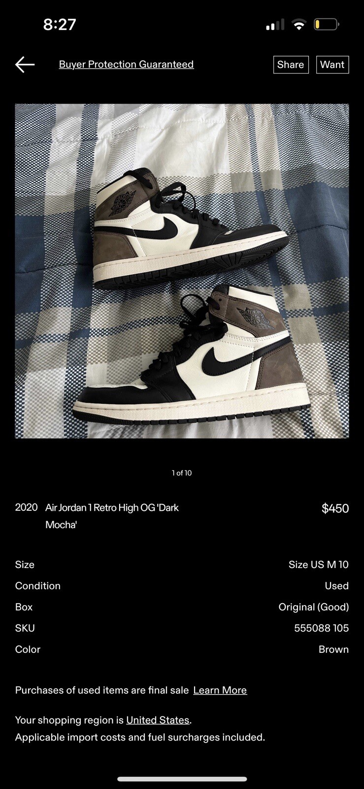 Jordan 1 Mocha 194498335130 | eBay