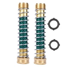 2 Pack Garden Hose Protector Brass Extension Adapter with Coil Spring for Faucet