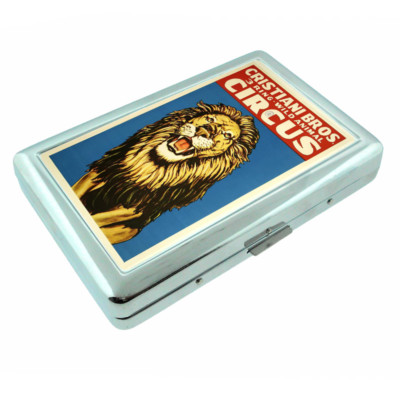 Circus Lion Em1 Silver Metal Cigarette Case RFID Protection Wallet